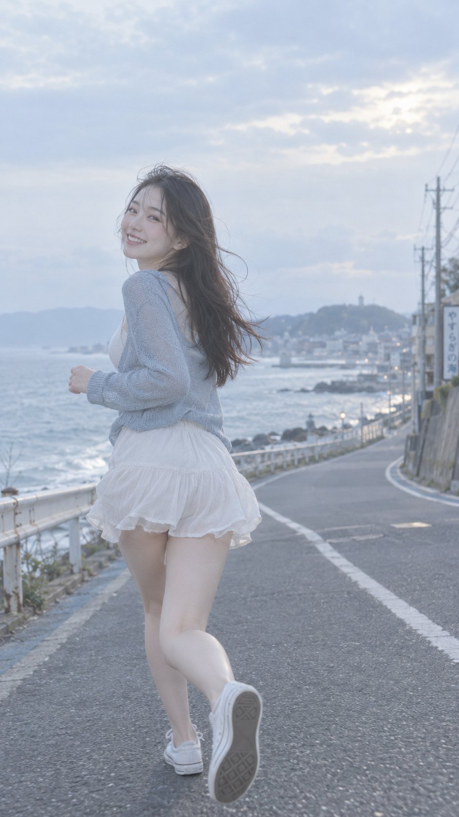 Korean Influencer Seaside Road Japanese Film Style | 韩国风穿搭博主海滨公路氛围感写真 2 Nanobanana Pro 生成 韩国风穿搭博主海滨公路氛围感写真 - AI绘画提示词