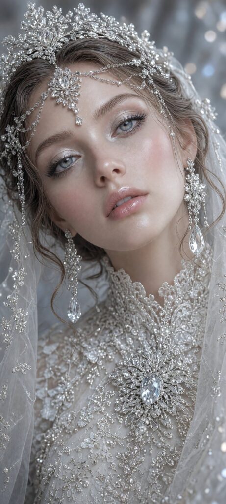 Ultra Realistic Victorian Ice Crystal Bride Portrait | 超写实维多利亚冰晶新娘特写 4 Nanobanana Pro 生成 超写实维多利亚冰晶新娘特写 - AI绘画提示词