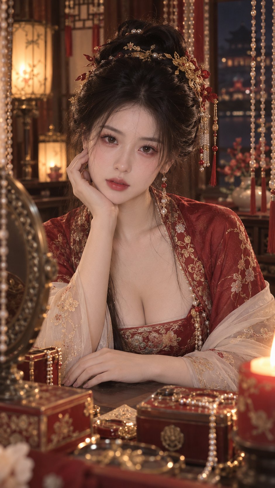 Nanobanana Pro 生成 古风夜色美妆写真东方古典贵女 - AI绘画提示词