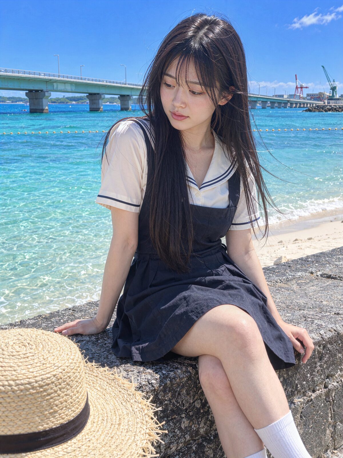 Nanobanana Pro 生成 海边夏日少女感超写实人像摄影 - AI绘画提示词