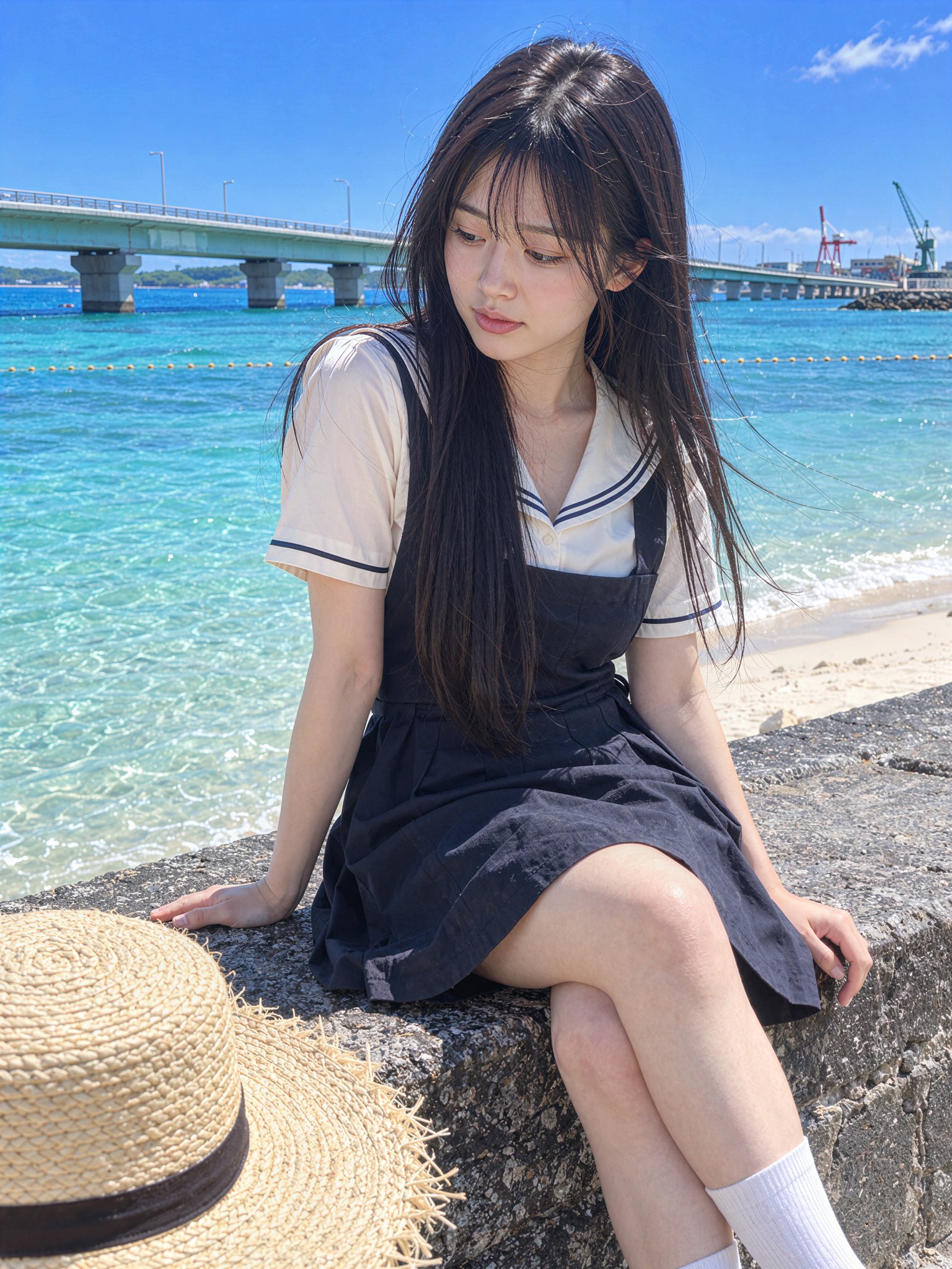 Nanobanana Pro 生成 海边夏日少女感超写实人像摄影 - AI绘画提示词
