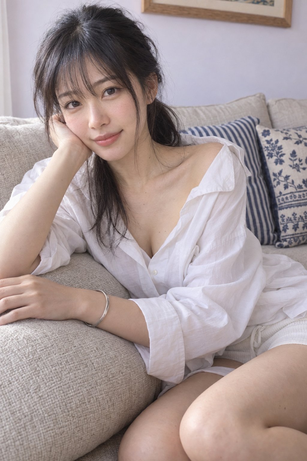 Nanobanana Pro 生成 居家写实风东亚女性室内人像摄影 - AI绘画提示词