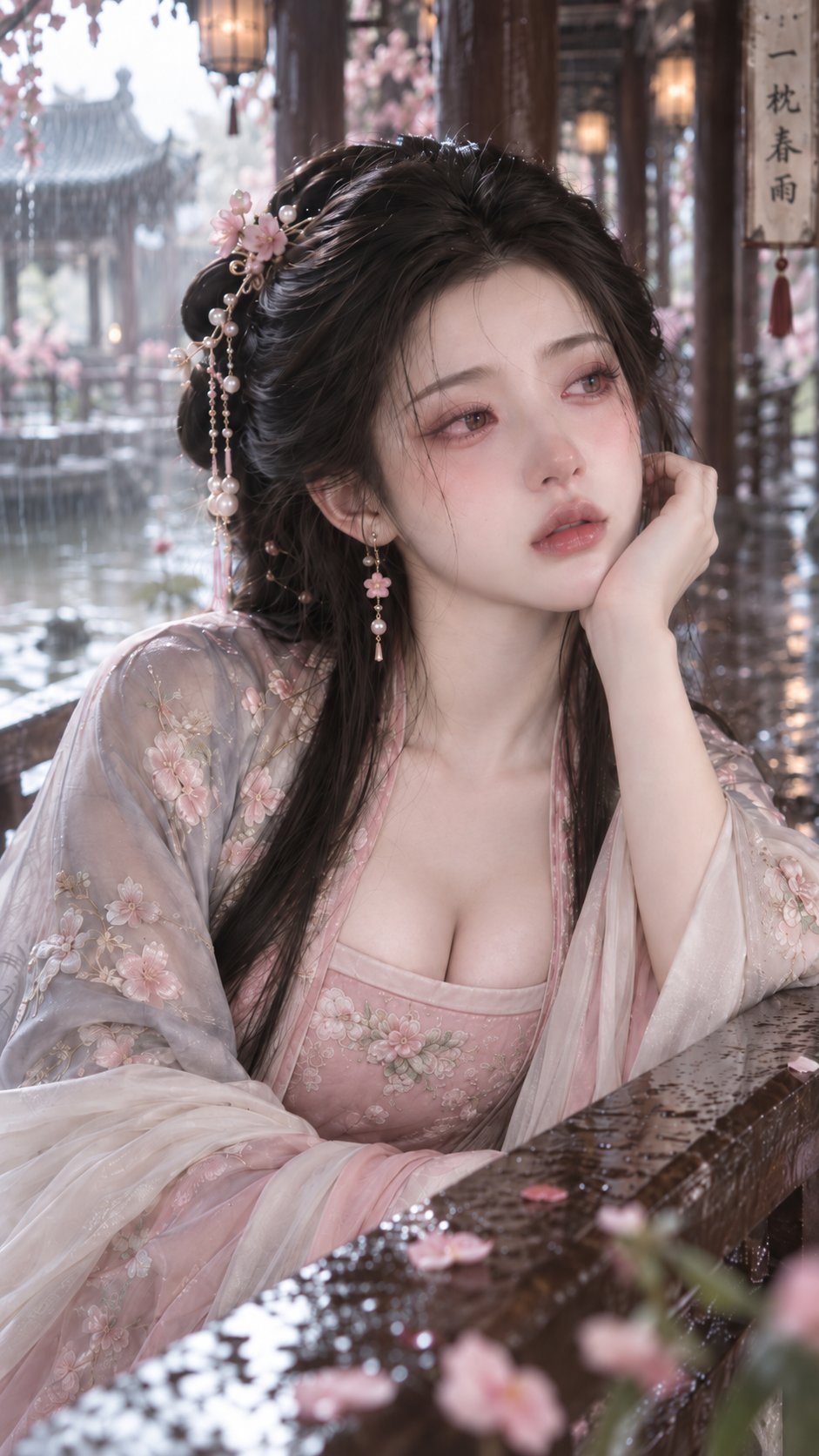 Nanobanana Pro 生成 古风回廊闺阁贵女夕棠微醺美妆 - AI绘画提示词
