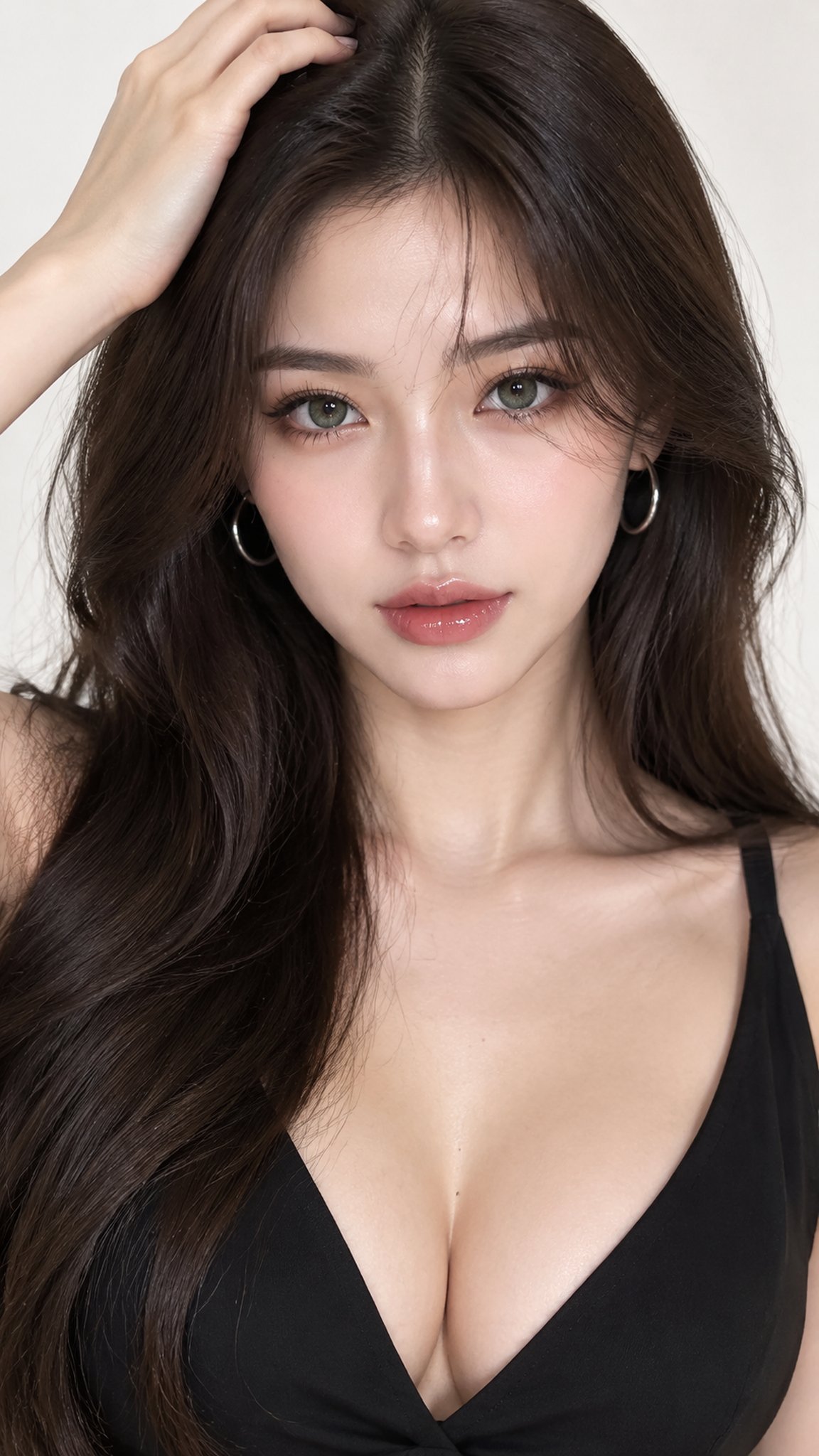 Nanobanana Pro 生成 华丽优雅女性极简影棚特写人像 - AI绘画提示词