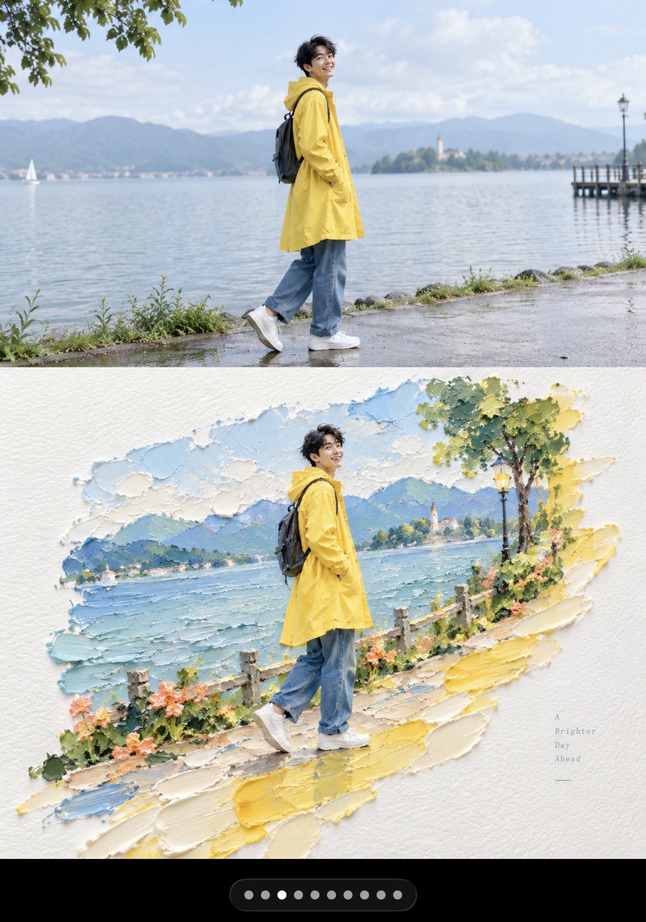 Vertical Split Photo To 3D Impasto Micro Landscape | 竖版双拼原图转三维厚涂微景观插画 2 Nanobanana Pro 生成 竖版双拼原图转三维厚涂微景观插画 - AI绘画提示词