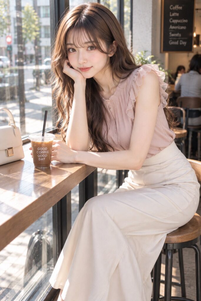 Japanese Woman Cafe Lifestyle Portrait | 咖啡馆窗边日本女性写实人像 3 Nanobanana Pro 生成 咖啡馆窗边日本女性写实人像 - AI绘画提示词