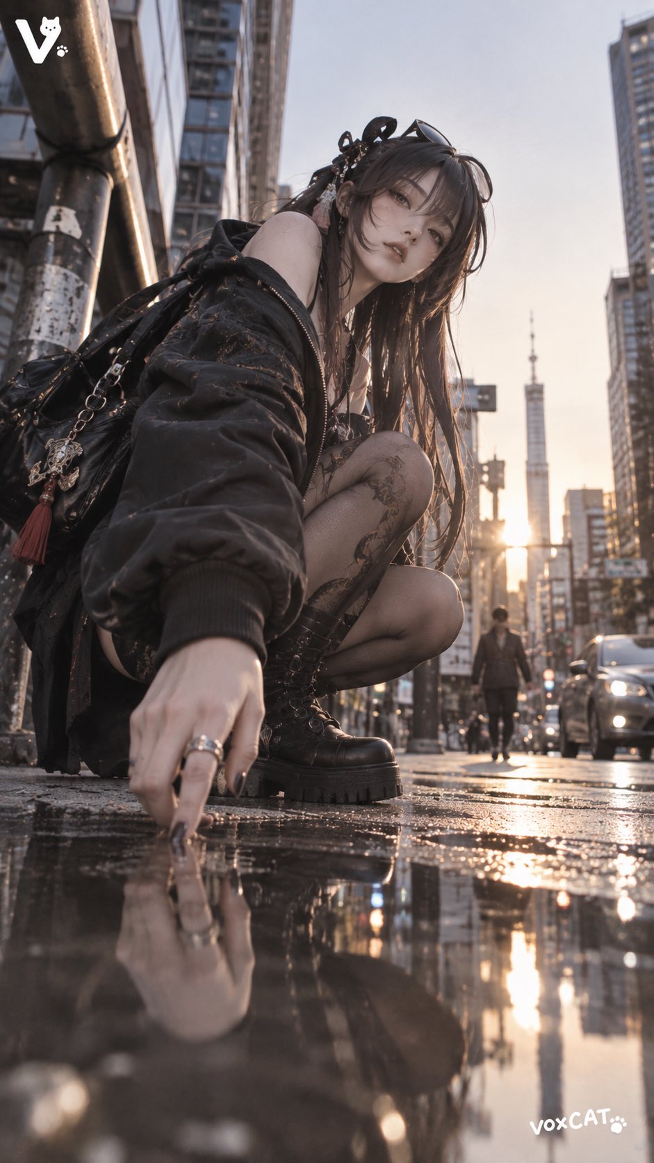 Nanobanana Pro 生成 角色真人版都市时尚街拍写真 - AI绘画提示词