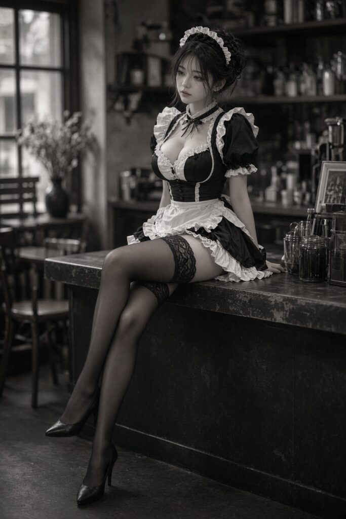 East Asian Maid Cafe Realistic Portrait | 咖啡馆法式女仆装东亚美女写实人像 4 Nanobanana Pro 生成 咖啡馆法式女仆装东亚美女写实人像 - AI绘画提示词