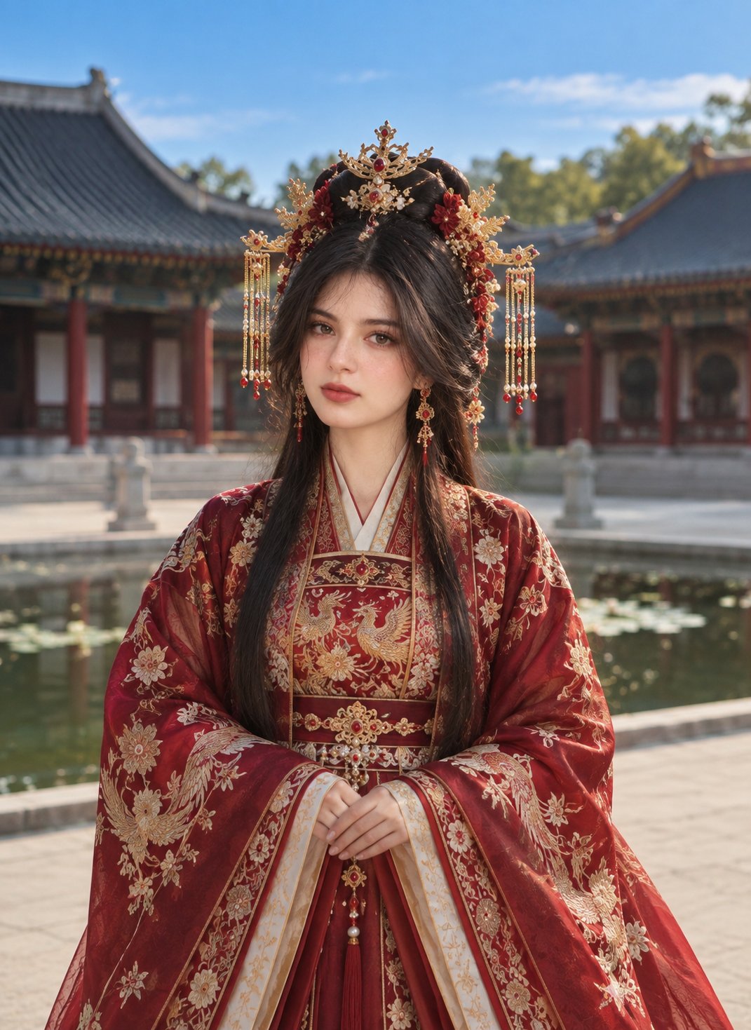 Nanobanana Pro 生成 唯美中式宫廷风汉服仕女人像摄影 - AI绘画提示词