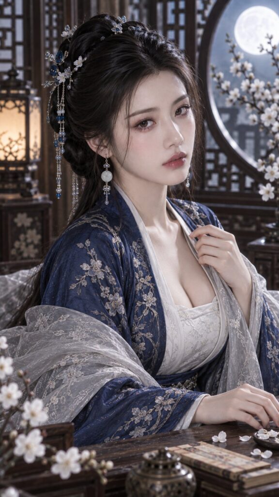 Ancient Style Cold Ultramarine Makeup Close Up | 古风清冷高级美妆特写群青映月 3 Nanobanana Pro 生成 古风清冷高级美妆特写群青映月 - AI绘画提示词