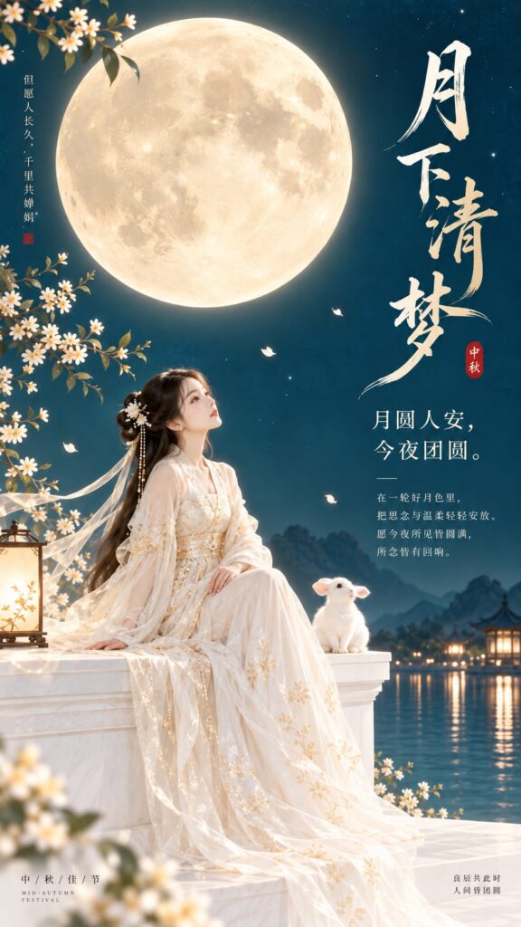 Oriental Zen Minimalist Mid Autumn Dreamy Poster | 东方禅意极简中秋梦感封面海报 5 Nanobanana Pro 生成 东方禅意极简中秋梦感封面海报 - AI绘画提示词