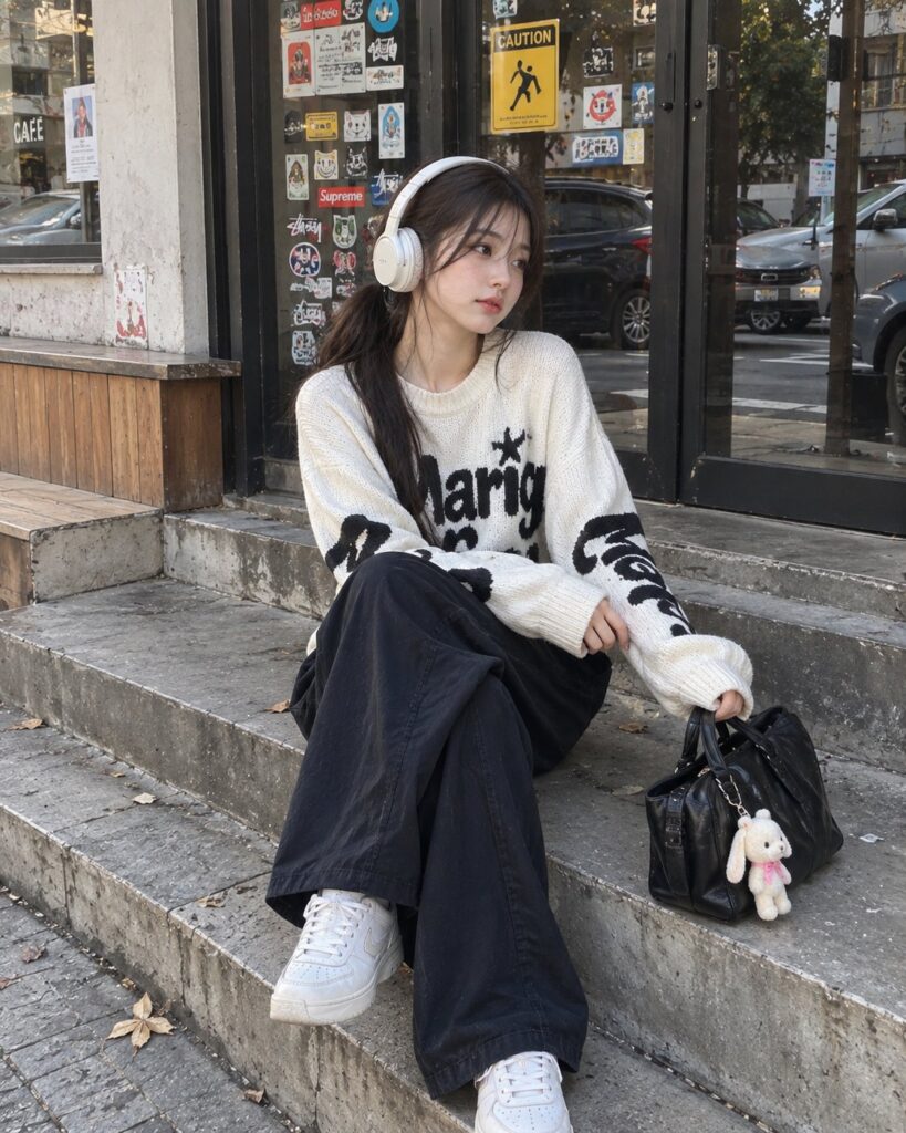 Photorealistic Street Style Portrait Korean Fashion | 街头休闲风格韩系时尚人像摄影 3 Nanobanana Pro 生成 街头休闲风格韩系时尚人像摄影 - AI绘画提示词